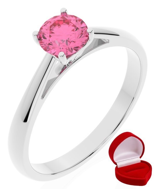 ZŁOTY PIERŚCIONEK ZARĘCZYNOWY 585 14k SZAFIR 0,50 ct BIAŁE ZŁOTO R10