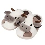 Kapcie damskie - KAPCIE damskie Ciepłe PLUSZOWE CIAPY OCIEPLANE KROWA KRÓWKA r. 36-37 - miniaturka - grafika 1