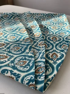 Okrągły bawełniany obrus plamoodporny turkusowego koloru z wzorem Orientał - Obrusy i serwetki - miniaturka - grafika 1