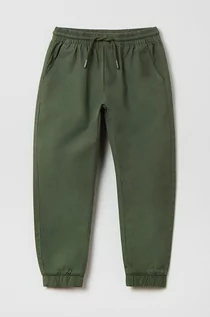 Spodnie i spodenki dla chłopców - OVS spodnie bawełniane dziecięce kolor zielony gładkie - grafika 1