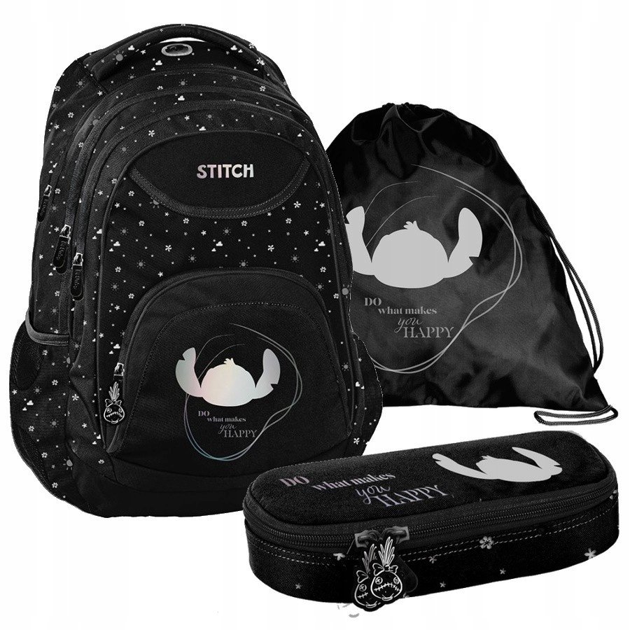 Zestaw Plecak Tornister szkolny Disney Lilo i Stitch Czarno Srebrny