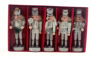 DZIADEK DO ORZECHÓW ZAWIESZKA BIAŁO-ZŁOTA ZESTAW 5 SZT. - Ozdoby bożonarodzeniowe - miniaturka - grafika 1