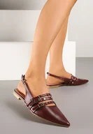 Sandały damskie - Czerwone Sandały z Noskiem w Szpic i Odkrytą Piętą z Paskami z Klamrami Vonaria - miniaturka - grafika 1