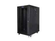 Szafy rack - Szafa instalacyjna rack stojąca 19" 22u 800x1000 czarna drzwi szklane lcd lanberg (flat pack) v2 FF01-8022-12BL - miniaturka - grafika 1