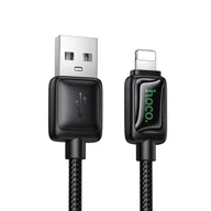 Kable USB - Kabel USB A do Lightning Hoco 2,4A 1,2 m z LCD U146 czarny - miniaturka - grafika 1