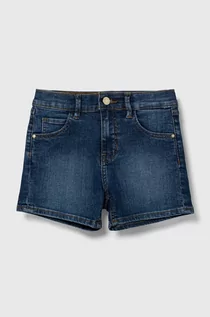 Spodnie i spodenki dla dziewczynek - Guess szorty jeansowe dziecięce kolor granatowy gładkie regulowana talia - grafika 1