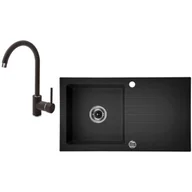 Zlewozmywaki z baterią - DEANTE Zestaw DEANTE ZQZV2113 zlew ZORBA + bateria NEMEZJA (kolor GRAFITOWY) ZQZV2113 - miniaturka - grafika 1