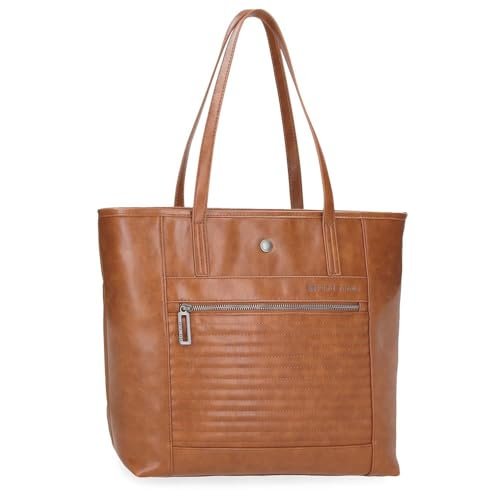 Pepe Jeans Torby Biker Torba Na Laptopa 15,6 cala Brązowy 34X32X14 cm Poliester z Detalami ze Sztucznej Skóry by Joumma Bags, Brązowy brązowy, Talla única, torba tote