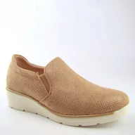 Półbuty damskie - Wojtyłko 7B24352 damskie półbuty zamszowe na koturnie beżowe - miniaturka - grafika 1