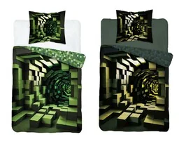 Detexpol Pościel świecąca w ciemności 140x200 Minecraft zielona 4634 A Fluo 35 - Pościel dla dzieci - miniaturka - grafika 1