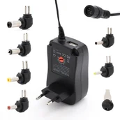 Ładowarki do telefonów - Zasilacz Uniwersalny Regulowane Napięcie Wyjściowe 3V 4.5V 5V 6V 7.5V 9V 12V Wymienne Końcówki - miniaturka - grafika 1
