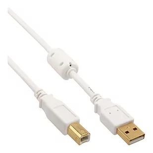 InLine Kabel USB Ferrytowy USB A/B 5m Biały 34555W - Kable USB - miniaturka - grafika 1