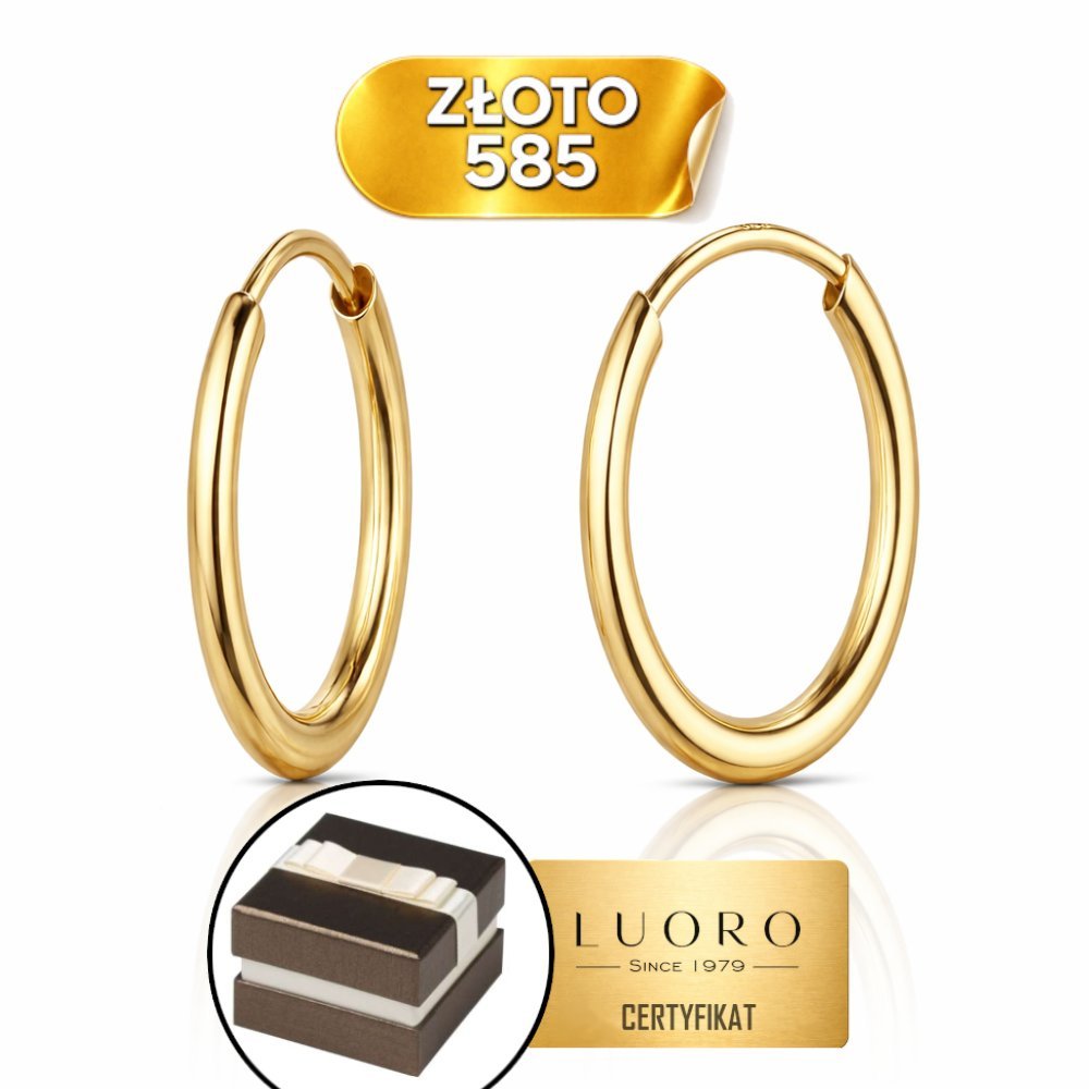 KOLCZYKI ZŁOTE 585 14K GŁADKI OWAL ŻÓŁTE ZAPIĘCIE ANGIELSKIE 2,6 CM