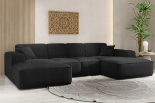 Sofa w kształcie U SIENA narożnik tkanina Poso czarny - Narożniki - miniaturka - grafika 1