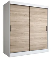 Szafy - Szafa przesuwna 180 cm biel + dąb sonoma E7-P43 - miniaturka - grafika 1