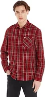 Koszule męskie - Tommy Jeans Męska koszula TJM CLSC w kratę z kieszenią na co dzień, Czerwona kratka, L - miniaturka - grafika 1