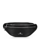 Nerki - Damska torebka nerka ze skóry czarno - srebrna - miniaturka - grafika 1