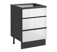 Szafki kuchenne - Szafka kuchenna z szufladami, Dalia, 60x56x87 cm, biały, grafit, połysk - miniaturka - grafika 1
