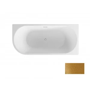Besco WA-150-ZPZZ ZOYA GLAM złota wanna wolnostojąca przyścienna maskownica syfonu z przelewem złota 150 x 75 prawa - Wanny - miniaturka - grafika 2