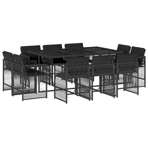 Zestaw mebli ogrodowych rattan czarny 165x106x73 cm - 1 stół, 1 krzesło,
