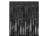 Dekoracje sali - Kurtyna - zasłona na drzwi czarna metaliczna - 100 x 200 cm - miniaturka - grafika 1