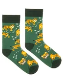 Skarpetki męskie - Rysie na zielono skarpetki kolorowe Kabak - miniaturka - grafika 1