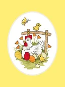 Pasmanteria - Haft krzyżykowy - Zestaw do haftu - Kartka wielkanocna - Kurka z pisklętami - miniaturka - grafika 1