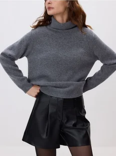 Reserved - Wełniany sweter z golfem - szary - Swetry damskie - miniaturka - grafika 1