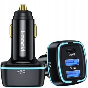 Ładowarka samochodowa TOOCKI 2USB/USB-C 80W QC PD - Ładowarki samochodowe - miniaturka - grafika 1