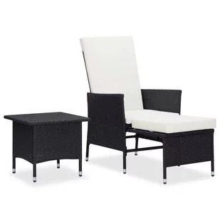 vidaXL 2-cz zestaw wypoczynkowy do ogrodu poduszki czarny rattan PE 310231 - Meble ogrodowe - miniaturka - grafika 1