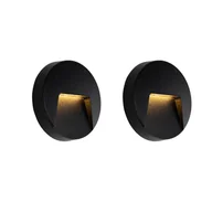 Lampy ogrodowe - QAZQA Zestaw 2 czarnych, okrągłych lamp zewnętrznych LED IP65 - Gem - miniaturka - grafika 1
