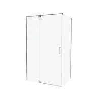 Kabiny prysznicowe - Kabina prysznicowa kwadratowa jednoskrzydłowa uchylna Swing 90 x 90 x 200 cm chrom szkło transparentne Wellneo - miniaturka - grafika 1