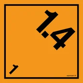 Systemy ekspozycyjne i znaki informacyjne - MB012 MATERIAŁY I PRZEDMIOTY WYBUCHOWE KLASA 1 PODKLASA 1.4, FN - FOLIA SAMOPRZYLEPNA; (400X400MM) - miniaturka - grafika 1