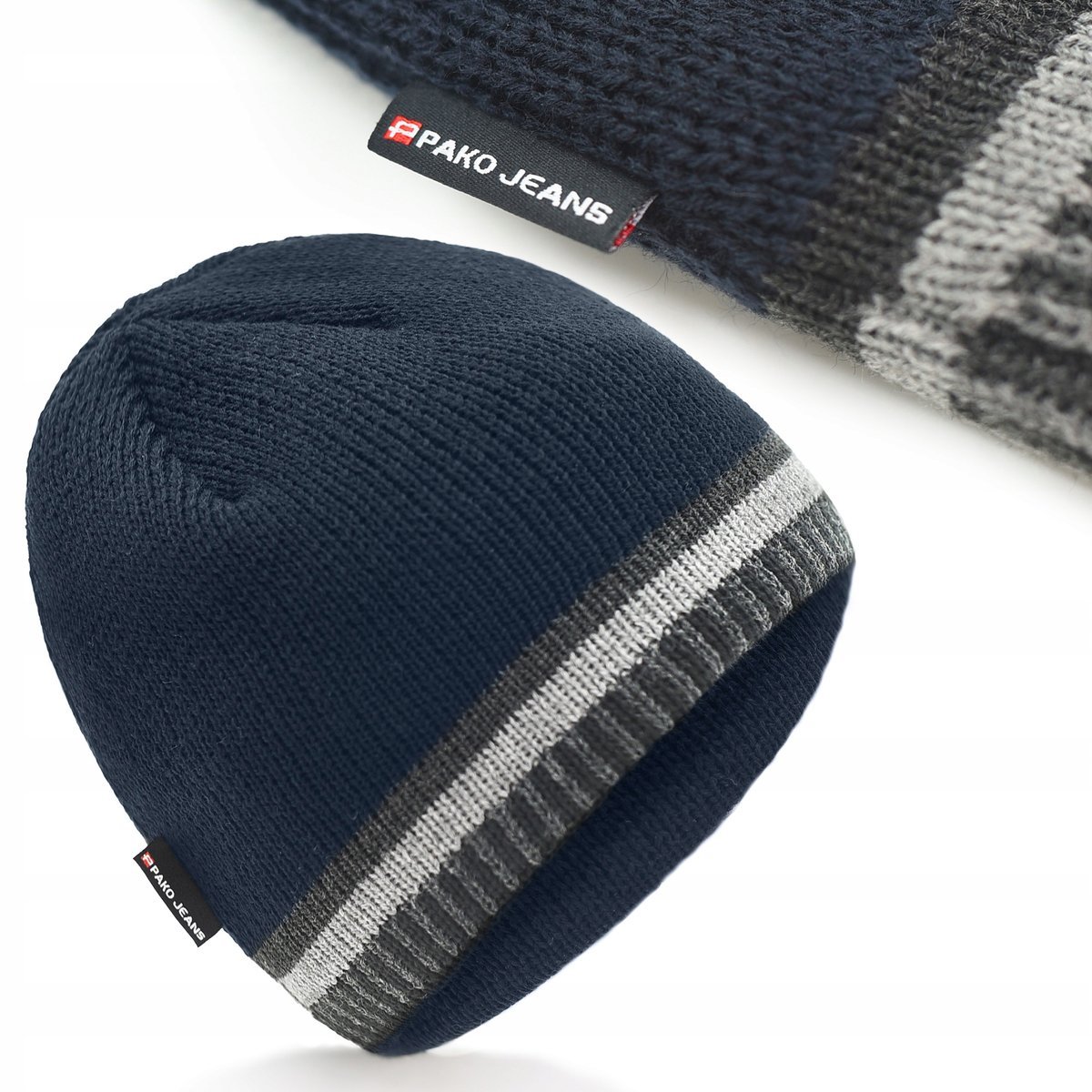 CZAPKA Męska ZIMOWA Ciepła na Mrozy GRANATOWA Produkt Polski Pako Jeans