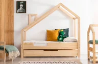 Łóżka dla dzieci i młodzieży - Drewniane łóżeczko dziecięce domek z szufladą N3-R60 - miniaturka - grafika 1