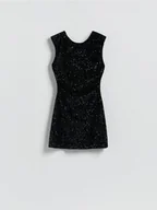 Sukienki - Reserved - Cekinowa sukienka mini - czarny - miniaturka - grafika 1