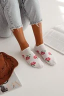 Skarpetki damskie - Stopki damskie bawełniane białe w stylowy wzór róż Milena - miniaturka - grafika 1