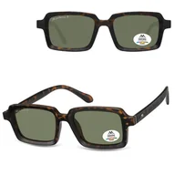 Okulary korekcyjne, oprawki, szkła - Panterkowe prostokątne okulary przeciwsłoneczne z polaryzacją MP57C - miniaturka - grafika 1