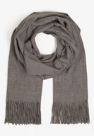 Apaszki i szaliki damskie - Szary Szalik Długi z Frędzlami z Domieszką Wełny Torilisa - miniaturka - grafika 1