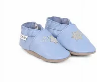 Buty dla dziewczynek - ZETPOL kapcie dziecięce skórzane paputki niebieskie gumka gwiazdki - miniaturka - grafika 1