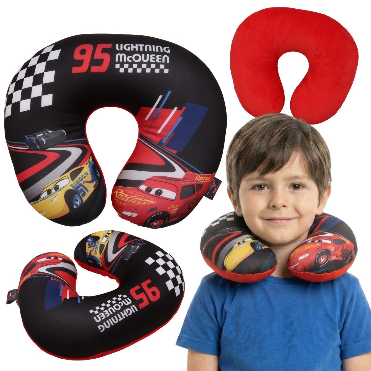 Cars 3 DISNEY Poduszka podróżna, ROGAL na szyję DO SAMOLOTU, zagłówek do auta 26x30cm