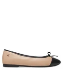 Baleriny - Tommy Hilfiger Baleriny Toe Cap Leather Ballerina FW0FW08759 Écru - miniaturka - grafika 1