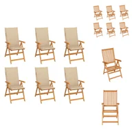 Fotele i krzesła ogrodowe - vidaXL Krzesła ogrodowe 6 szt. z beżowymi poduszkami z litego drewna tekowego - Krzesła ogrodowe - miniaturka - grafika 1
