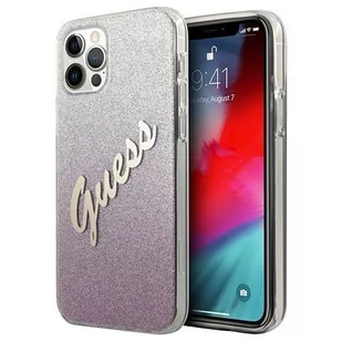 Guess GUHCP12LPCUGLSPI iPhone 12 Pro Max 6,7" różowy/pink hardcase Glitter Gradient Script GUE001095 - Etui i futerały do telefonów - miniaturka - grafika 2