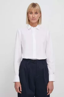 Koszule damskie - Tommy Hilfiger koszula bawełniana damska kolor biały regular z kołnierzykiem klasycznym - grafika 1