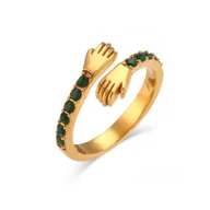 Pierścionki - Pierścionek złoty kolor 925 prezent miłość dłonie love Boamer - miniaturka - grafika 1