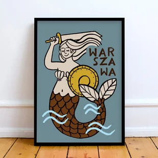 Plakat Warszawa Syrenka Retro - Obrazy i zdjęcia na płótnie - miniaturka - grafika 1
