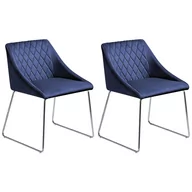 Krzesła - Beliani Zestaw do jadalni 2 krzesła welwet ciemnoniebieskie ARCATA - miniaturka - grafika 1