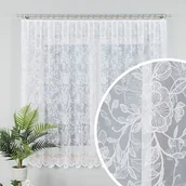 Firany - Firanka żakardowa ze wzorem kwiatowym po całości, kolor biały, wysokość 170 cm, 054239 - sprzedawana na metry - miniaturka - grafika 1