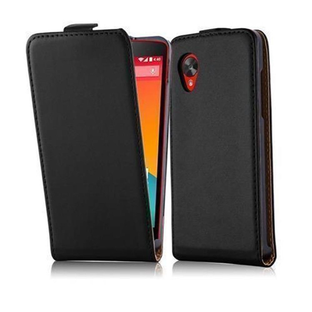 Etui Cadorabo do LG NEXUS 5 w kolorze KAVIAR BLACK etui na telefon komórkowy z klapką wykonane z gładkiej sztucznej skóry etui ochronne etui z klapką w stylu książki